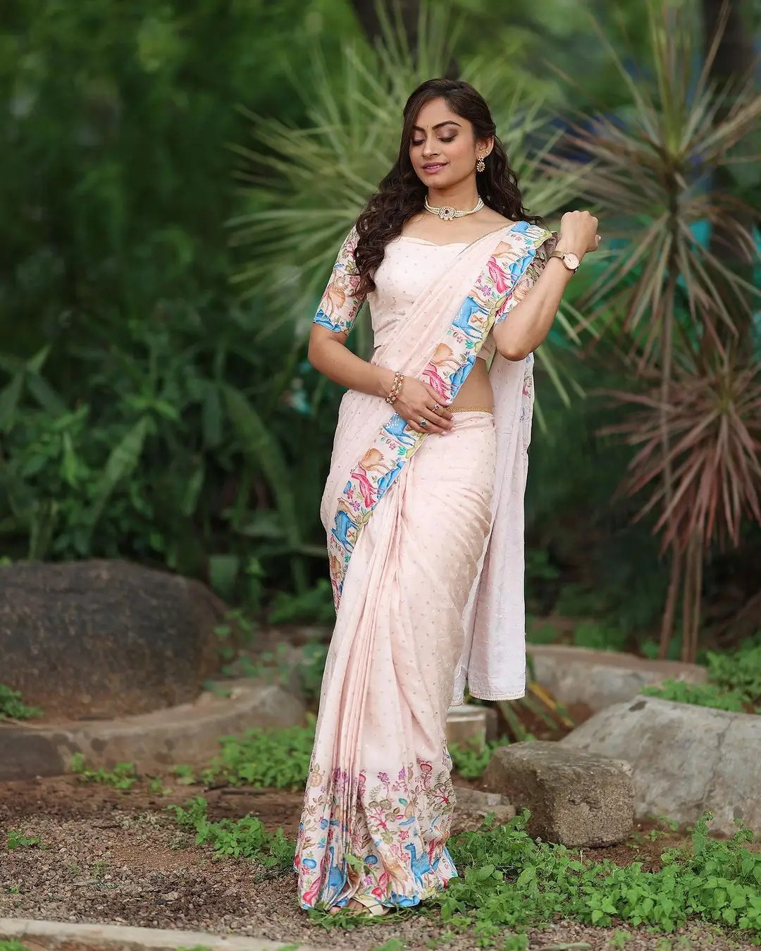 INDIAN GIRL PRIYA REDDY IN TRADITIONAL PINK SAREE BLOUSE 10